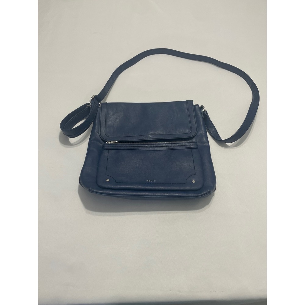 Relic Navy Blue Faux Leather Crossbody Bag Messenger Purse Flap Organizer Y2K